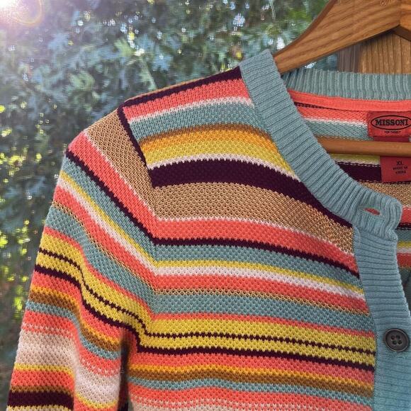 Missoni For Target Girls Colorful Striped Button Front Cardigan Size XL - Picture 3 of 6